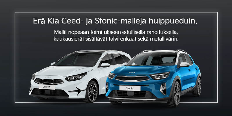 Wetteriltä erä Kia Ceed- ja Stonic-malleja huippueduin - edulliset kk-erät - jopa ilman käsirahaa! Wetteriltä erä Kia Ceed- ja Stonic-malleja huippueduin - edulliset kk-erät - jopa ilman käsirahaa! 